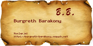 Burgreth Barakony névjegykártya